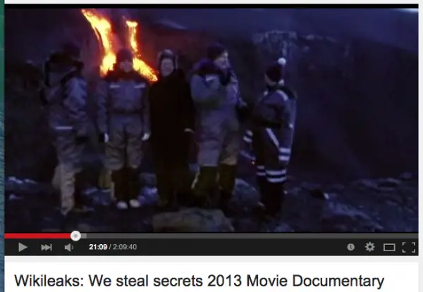 Julian Assange, Birgitta Jonsdottir and company at an Icelandic Volcano